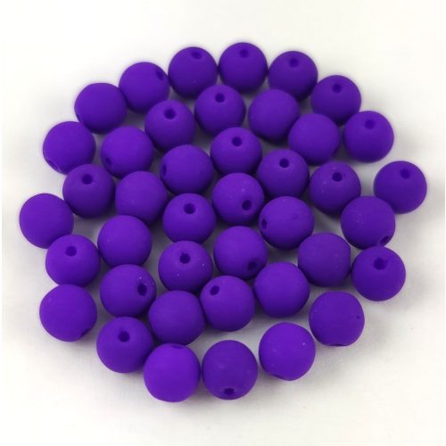 Czech Pressed Round Glass Bead - Silk Satin Purple - 4mm