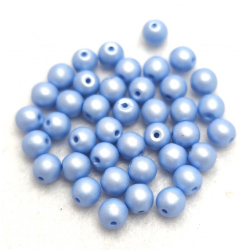 Czech Pressed Round Glass Bead - Silk Satin Blue - 4mm