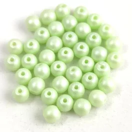   Czech Pressed Round Glass Bead - Silk Satin Light Green - 4mm