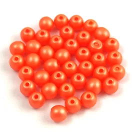Czech Pressed Round Glass Bead - Silk Satin Tangerine - 4mm
