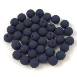 Czech Pressed Round Glass Bead - Silk Satin Dark Blue - 4mm