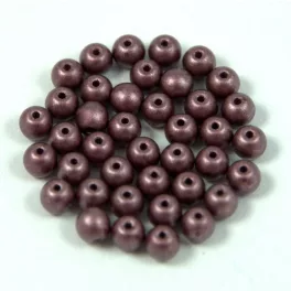   Czech Pressed Round Glass Bead - dark chocolate metallic satin - 4mm