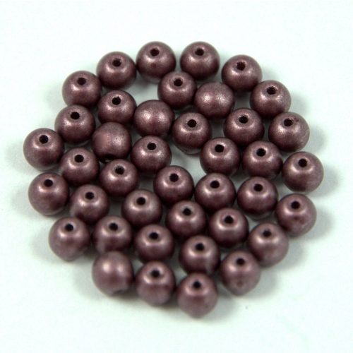Czech Pressed Round Glass Bead - dark chocolate metallic satin - 4mm