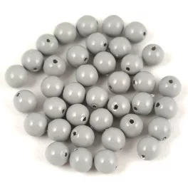 Czech Pressed Round Glass Bead - Alabaster Gray - 4mm