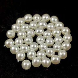 Czech Pressed Round Glass Bead -  Pearl Cream White - 4mm