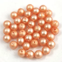 Czech Pressed Round Glass Bead - Matte Pearl Peach - 4mm