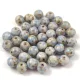 Czech Pressed Round Glass Bead - Alabaster Travertin Light Blue Spotted - 4mm