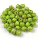 Czech Pressed Round Glass Bead - Alabaster Travertin Jade Green Spotted - 4mm