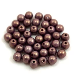   Czech Pressed Round Glass Bead -  Alabaster Bronz Luster - 4mm