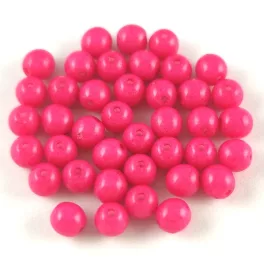 Czech Pressed Round Glass Bead -  Alabaster Vivid Pink - 4mm