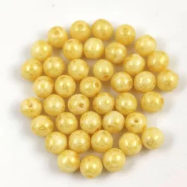 Czech Pressed Round Glass Bead - Milky Beige - 4mm
