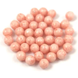 Czech Pressed Round Glass Bead -  Milky Peach - 4mm