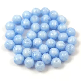 Czech Pressed Round Glass Bead -  Milky Light Blue - 4mm
