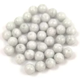 Czech Pressed Round Glass Bead - Milky White Grey  - 4mm