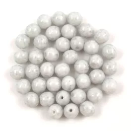 Czech Pressed Round Glass Bead - Milky Grey  - 4mm