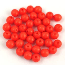   Czech Pressed Round Glass Bead -  Alabaster Vivid Orange - 4mm