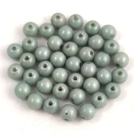 Czech Pressed Round Glass Bead - White Green Luster - 4mm