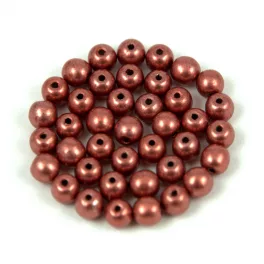   Czech Pressed Round Glass Bead - saturated metallic grenadine - 4mm