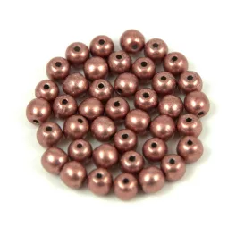   Czech Pressed Round Glass Bead - saturated metallic butterum - 4mm