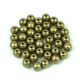 Czech Pressed Round Glass Bead - saturated metallic golden lime - 4mm