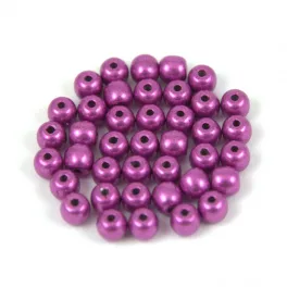   Czech Pressed Round Glass Bead - saturated metallic spring crocus - 4mm