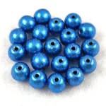 Czech Pressed Round Glass Bead - Saturated Metallic Nebulas Blue - 4mm