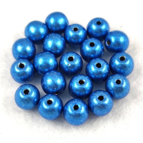Czech Pressed Round Glass Bead - Saturated Metallic Nebulas Blue - 4mm