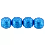 Czech Pressed Round Glass Bead - Saturated Metallic Nebulas Blue - 4mm