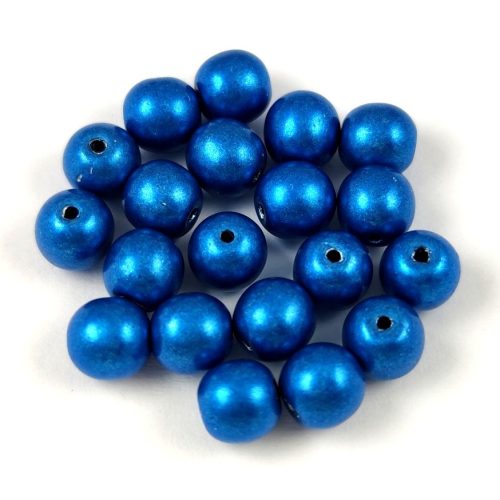 Czech Pressed Round Glass Bead - Saturated Metallic Galaxy Blue - 4mm