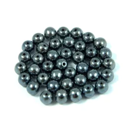 Czech Pressed Round Glass Bead - gunmetal - 4mm