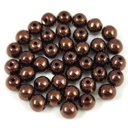 Czech Pressed Round Glass Bead - Eggplant Bronze - 4mm