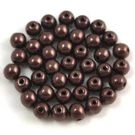 Czech Pressed Round Glass Bead -  Eggplant Bronze - 4mm
