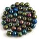 Czech Pressed Round Glass Bead - metallic green iris - 4mm