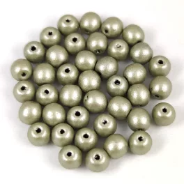 Czech Pressed Round Glass Bead - matte metallic clay - 4mm