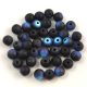 Czech Pressed Round Glass Bead - Jet Matt AB - 4mm