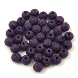 Czech Pressed Round Glass Bead - Jet Matt Milky Purple - 4mm