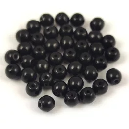 Czech Pressed Round Glass Bead - Opaque Jet - 4mm