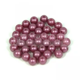 Czech Pressed Round Glass Bead - pastel burgundy -4mm