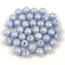   Czech Pressed Round Glass Bead - Light Sapphire Silver Luster - 4mm