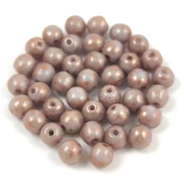   Czech Pressed Round Glass Bead - Light Sapphire Copper Luster - 4mm