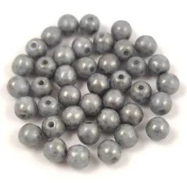   Czech Pressed Round Glass Bead - Light Sapphire Chrome Luster - 4mm