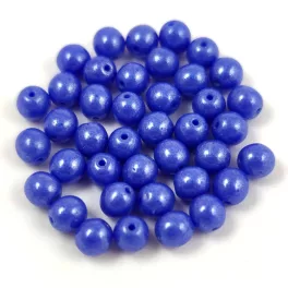 Czech Pressed Round Glass Bead - Cobalt Luster - 4mm
