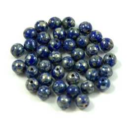 Czech Pressed Round Glass Bead - Cobalt Picasso - 4mm
