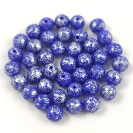 Czech Pressed Round Glass Bead - Cobalt Silver Splash - 4mm
