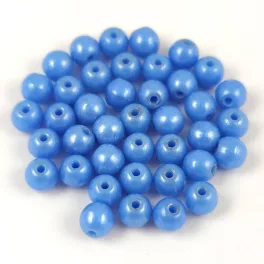 Czech Pressed Round Glass Bead - Light Sapphire Luster - 4mm