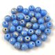 Czech Pressed Round Glass Bead - Light Sapphire Gold Patina - 4mm