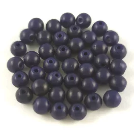 Czech Pressed Round Glass Bead - Dark Cobalt - 4mm