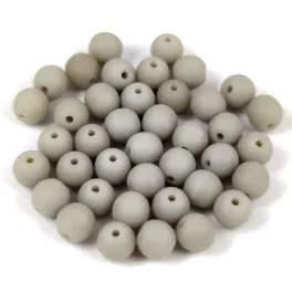   Czech Pressed Round Glass Bead - Opaque Matt Gray Luster - 4mm