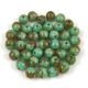 Czech Pressed Round Glass Bead - Turquoise Green Opal Blend Travertine - 4mm