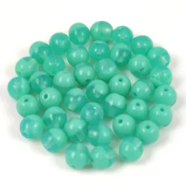   Czech Pressed Round Glass Bead - Turquoise Green Opal Blend - 4mm